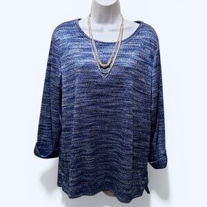 Allison Daley Lightweight Blue Shimmery Sweater Top Size XL